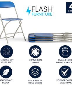 Flash Furniture Hercules Series Folding Chairs, Blue/Gray, Pack Of 4 Chairs 2