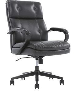 Serta® SitTrue™ Belterra Faux Leather Mid-Back Manager Office Chair, Black
