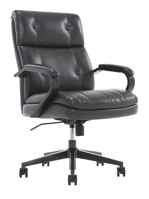 Serta® SitTrue™ Belterra Faux Leather Mid-Back Manager Office Chair, Black