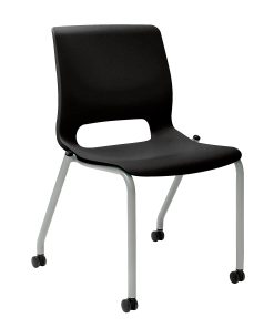 HON® Motivate Stacking Chair With Casters, Onyx, Set Of 2 2
