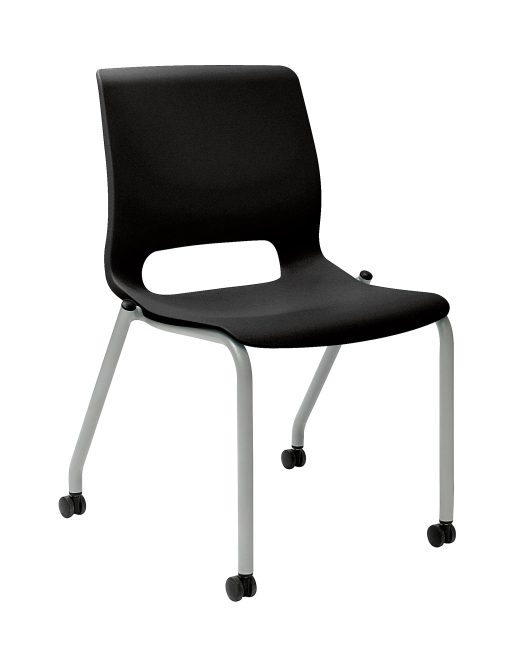 HON® Motivate Stacking Chair With Casters, Onyx, Set Of 2 - Image 2