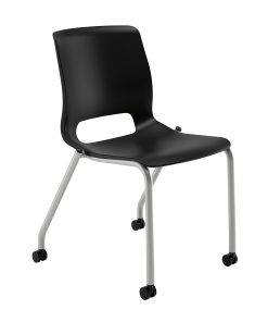 HON® Motivate Stacking Chair With Casters, Onyx, Set Of 2