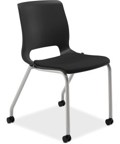 HON® Motivate Stacking Chair With Casters, Padded Seat, Onyx, Set Of 2 2