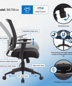 Boss Office Products Mesh-Back Task Chair, Black 2