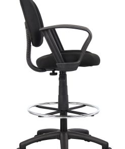 Boss Office Products Drafting Stool, With Arms, Black/Chrome 2