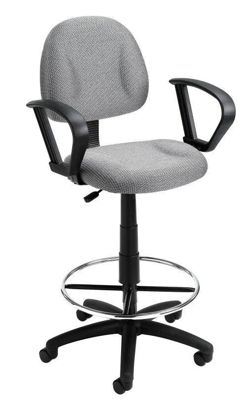 Boss Drafting Stool, Gray/Chrome, B1617-GY - Image 2