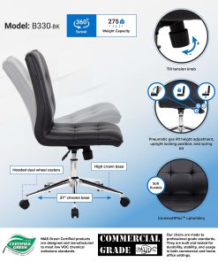 Boss Office Products Tiffany Task Chair, Black 2