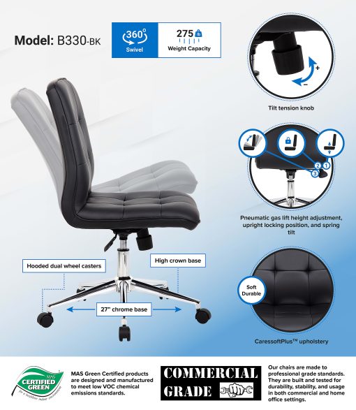 Boss Office Products Tiffany Task Chair, Black - Image 2