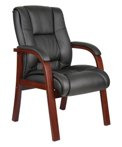 Boss Aaria Mid-Back Guest Chair, Black/Mahogany 2