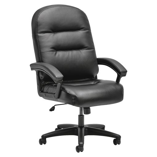 HON® Pillow-Soft® Ergonomic Bonded Leather Executive Chair With Fixed Loop Arms, Black, HON2095HPWST11T - Image 2