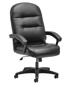 HON® Pillow-Soft® Ergonomic Bonded Leather Executive Chair With Fixed Loop Arms, Black, HON2095HPWST11T