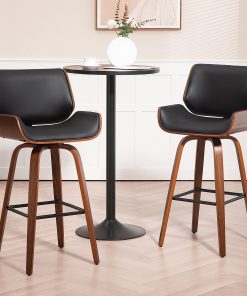 Glamour Home Beate Faux Leather Barstool With Back, Black/Brown