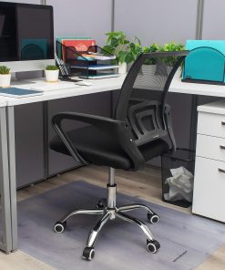 Mind Reader Swivel Office Chair with Wheels, Plastic/Mesh, Black 2