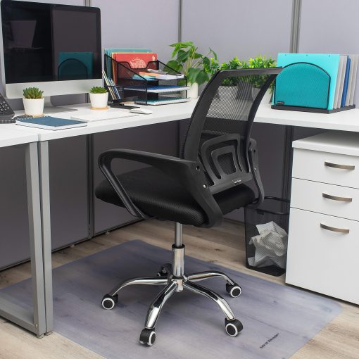 Mind Reader Swivel Office Chair with Wheels, Plastic/Mesh, Black - Image 2