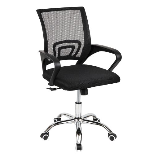 Mind Reader Swivel Office Chair with Wheels, Plastic/Mesh, Black