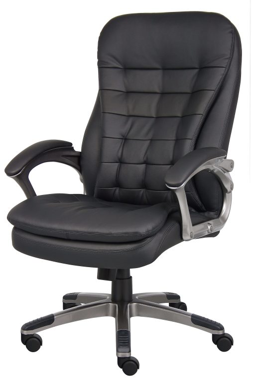 Boss Office Products Ergonomic Vinyl High-Back Chair, Black/Pewter - Image 2