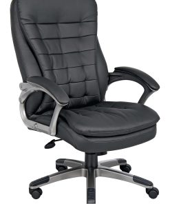 Boss Office Products Ergonomic Vinyl High-Back Chair, Black/Pewter