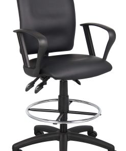 Boss Office Products Multi-Function Budget Drafting Stool, Black/Chrome