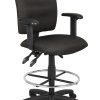 Boss Office Products Fabric Drafting Stool With Adjustable Arms, Black/Chrome