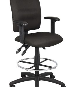 Boss Office Products Fabric Drafting Stool With Adjustable Arms, Black/Chrome