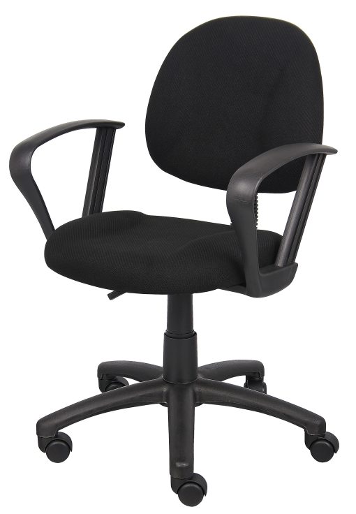 Boss Office Products Perfect Posture Ergonomic Fabric Mid-Back Deluxe Office Task Chair With Loop Arms, Black - Image 2