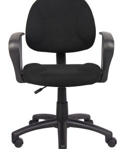 Boss Office Products Perfect Posture Ergonomic Fabric Mid-Back Deluxe Office Task Chair With Loop Arms, Black