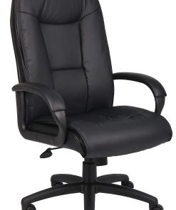 Boss Office Products Ergonomic Vinyl High-Back Chair, Black