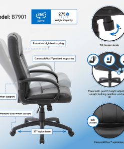 Boss Office Products Ergonomic Caressoftplus Vinyl High-Back Executive Office Chair, Black 2