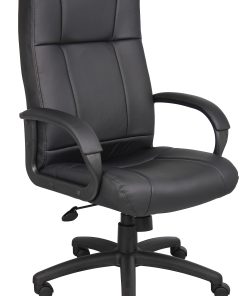 Boss Office Products Ergonomic Caressoftplus Vinyl High-Back Executive Office Chair, Black