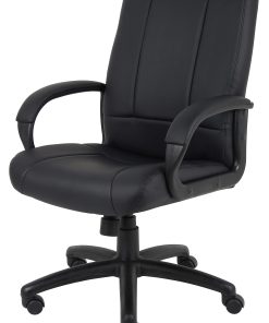 Boss Office Products Ergonomic Caressoftplus Vinyl Mid-Back Executive Chair, Black 2