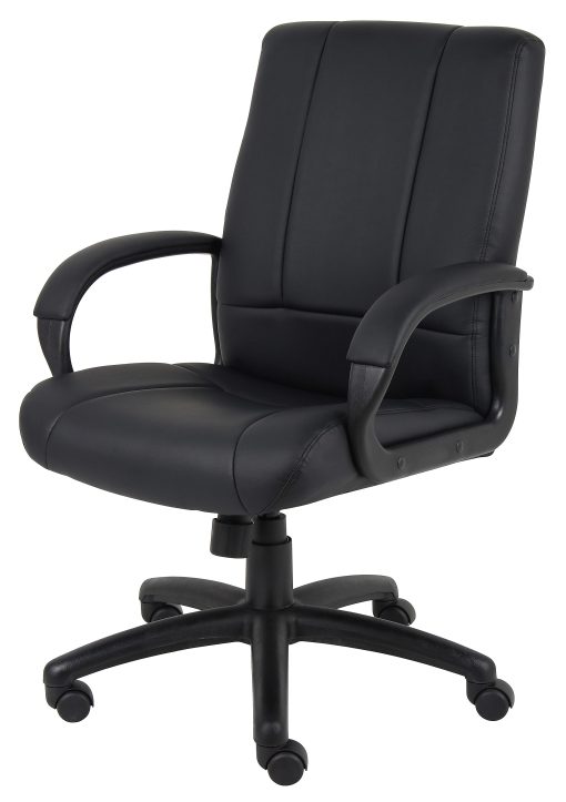 Boss Office Products Ergonomic Caressoftplus Vinyl Mid-Back Executive Chair, Black - Image 2