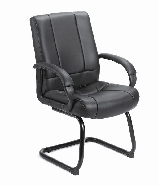 Boss Office Products Caressoftplus Vinyl Mid-Back Guest Chair, Black