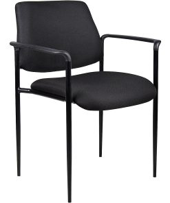 Boss Office Products Square Back Diamond Stacking Chair W/Arm In Black 2