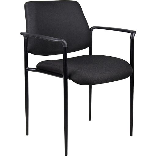 Boss Office Products Square Back Diamond Stacking Chair W/Arm In Black - Image 2