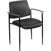 Boss Office Products Square Back Diamond Stacking Chair W/Arm In Black