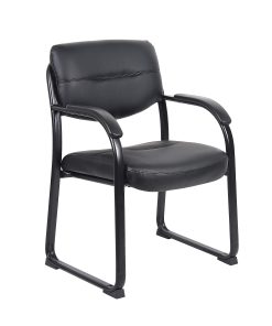 Boss Office Products Bonded Leather Contoured Guest Chair, Black