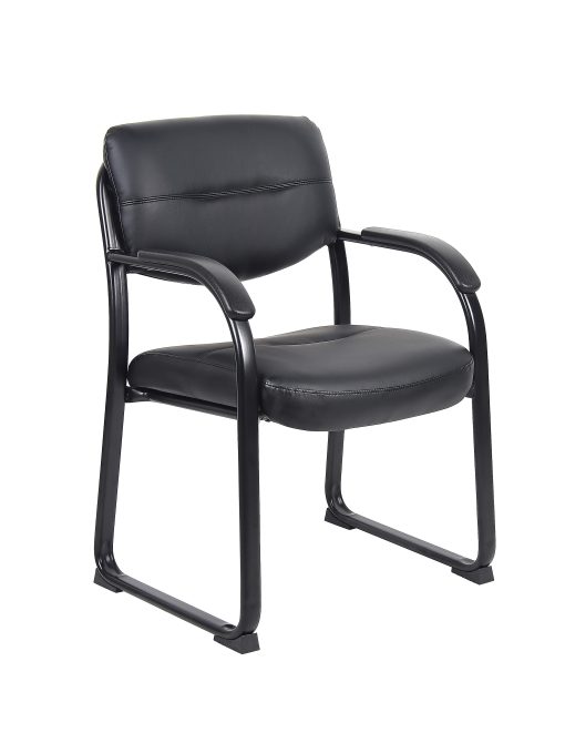 Boss Office Products Bonded Leather Contoured Guest Chair, Black