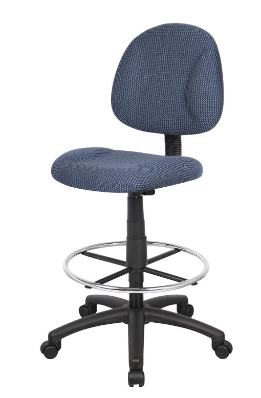 Boss Office Products Drafting Stool, No Arms, Blue/Chrome, B1615-BE - Image 2