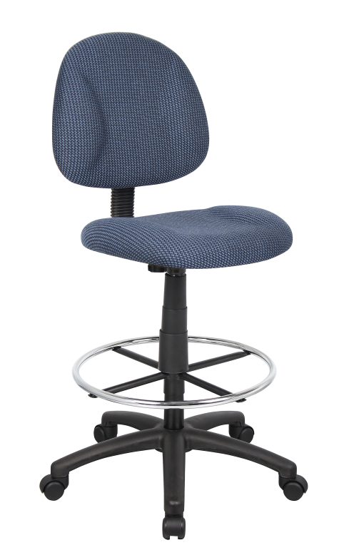 Boss Office Products Drafting Stool, No Arms, Blue/Chrome, B1615-BE