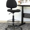 Elama Faux Leather Adjustable Bar Stools, Black/White, Set Of 2 Stools 3