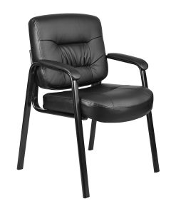 Boss Office Products LeatherPlus™ Bonded Leather Mid-Back Guest Chair, Black 2