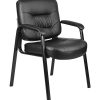 Boss Office Products LeatherPlus™ Bonded Leather Mid-Back Guest Chair, Black