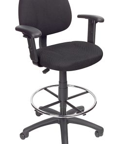 Boss Office Products Drafting Stool, Adjustable Arms, Black, B1616-BK