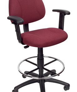 Boss Office Products Drafting Stool, Adjustable Arms, Burgundy, B1616-BY