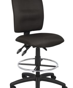 Boss Office Products Fabric Armless Drafting Stool, Black/Chrome