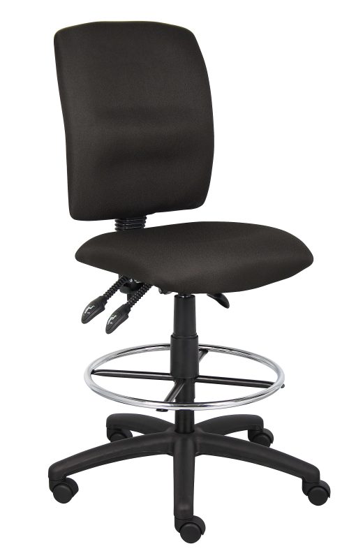 Boss Office Products Fabric Armless Drafting Stool, Black/Chrome
