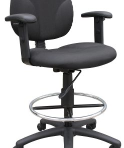Boss Office Products Drafting Stool, Adjustable Arms, Black/Chrome, B1691-BK