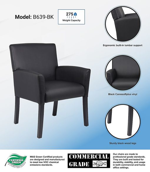 Boss Office Products Box-Arm Chair, Black - Image 2