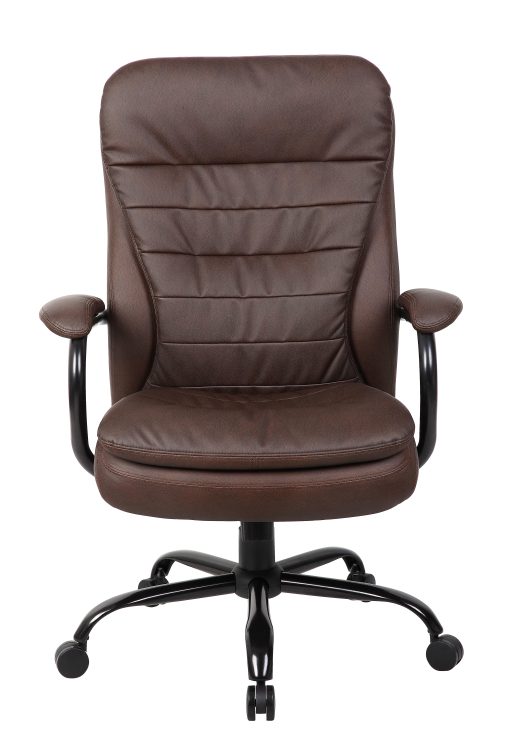 Boss Office Products Heavy-Duty Pillow-Top High-Back Chair, Bomber Brown/Silver - Image 2