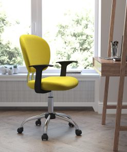 Flash Furniture Mesh Mid-Back Swivel Task Chair With Arms, Yellow/Silver